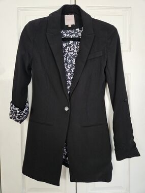 Black Womens Blazer Jacket with Floral Lining